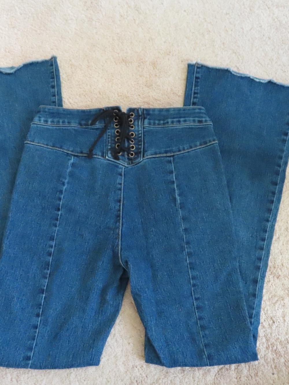 Y2K Vanilla Star Lace-Up Flared Jeans